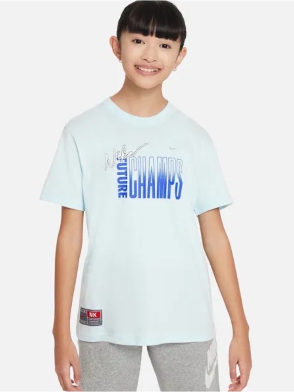 Nike Future Champs Dri-FIT Kids XL Blue Graphic Loose Fit Tee NWT